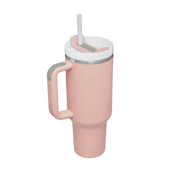 Insulated Mug with Handle and Straw - ChillMate-Light powder-1200 ML-Nora Luxe
