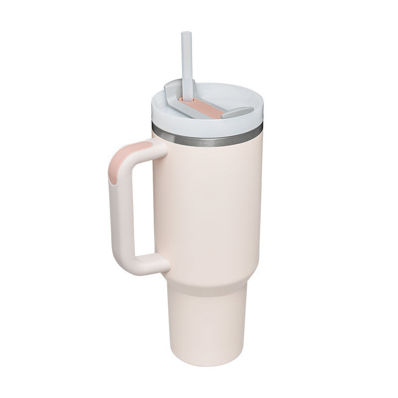 Insulated Mug with Handle and Straw - ChillMate-Rose quartz-1200 ML-Nora Luxe