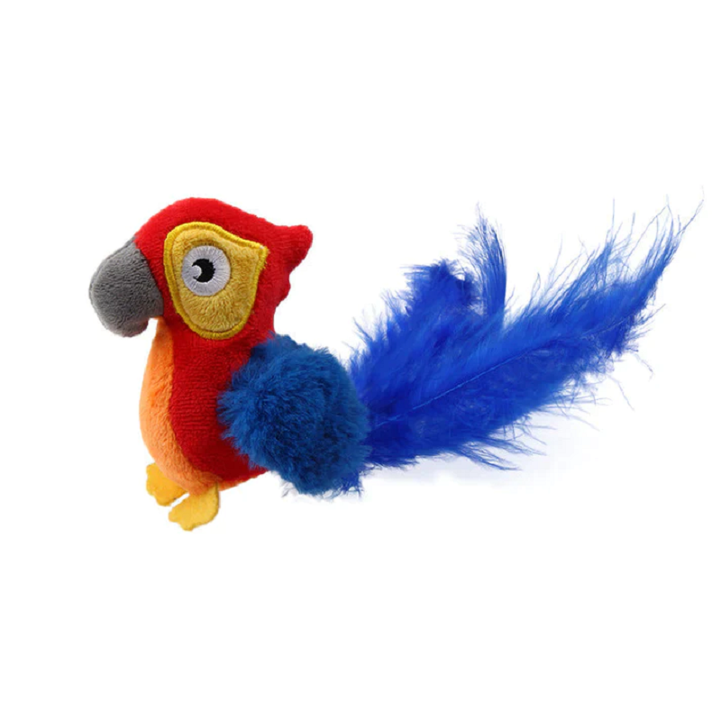 Interactive Cat Toy - ChirpBird-Red Parrot-Nora Luxe
