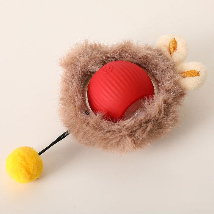 Interactive Hunter Ball for Cats - PouncePal-Plush Red-Nora Luxe