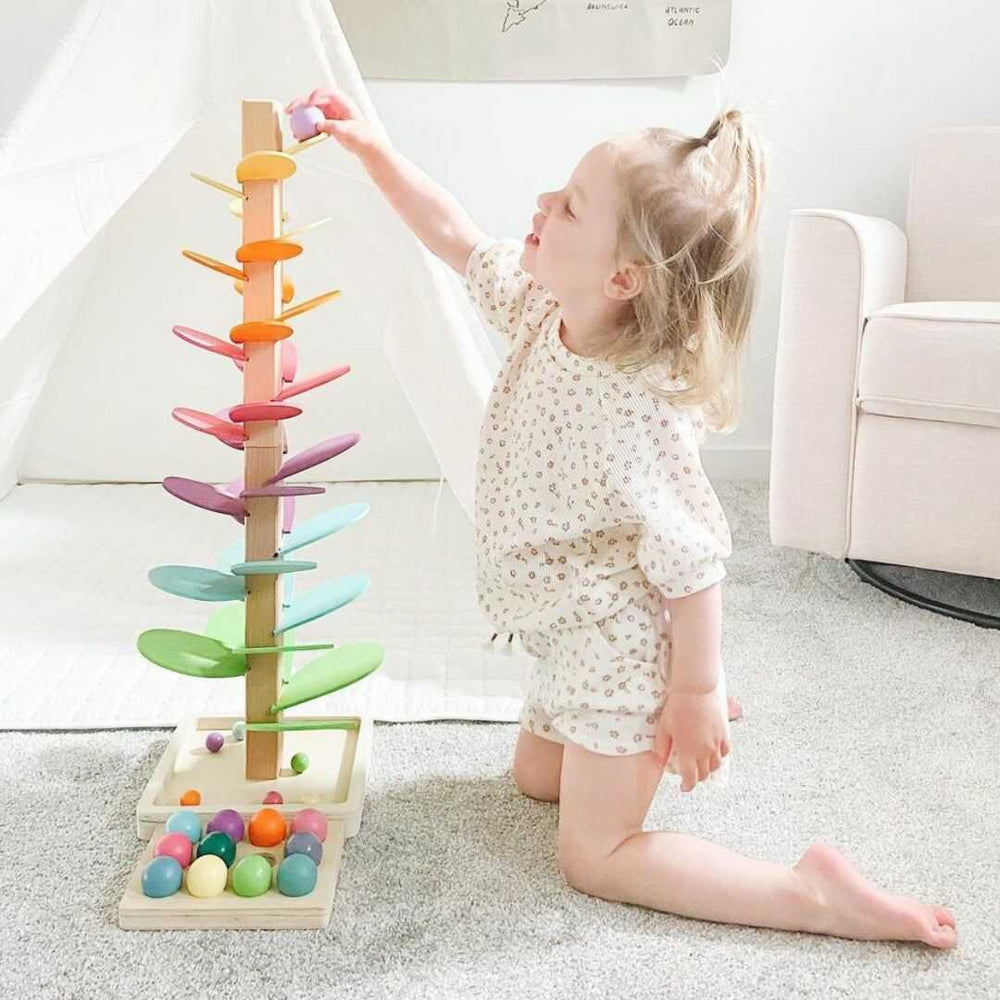 Interactive Rainbow Marble Sound Tree - Luca-Discoverers Set 11.42 inches (Flower Music Tree + 10 free Balls)-Nora Luxe