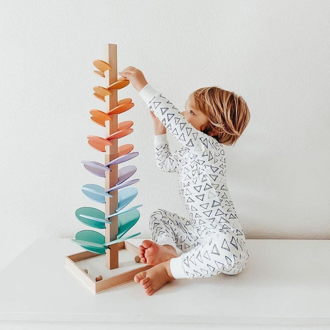 Interactive Rainbow Marble Sound Tree - Luca-Discoverers Set 11.42 inches (Flower Music Tree + 10 free Balls)-Nora Luxe