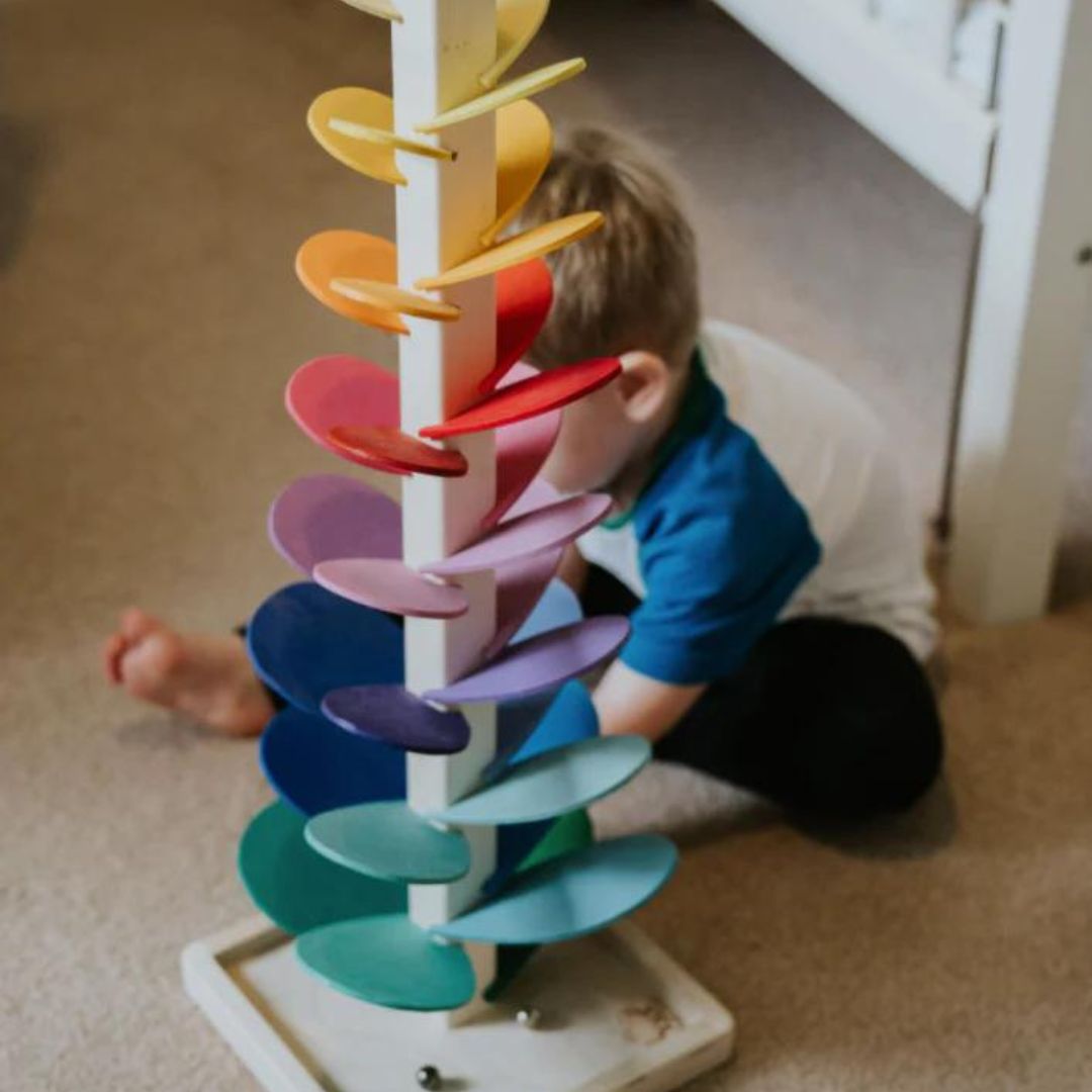 Interactive Rainbow Marble Sound Tree - Luca-Discoverers Set 11.42 inches (Flower Music Tree + 10 free Balls)-Nora Luxe