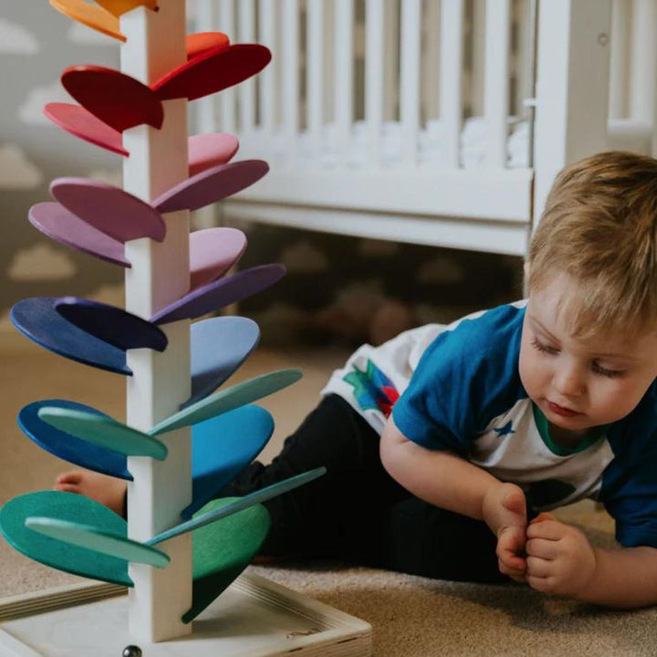 Interactive Rainbow Marble Sound Tree - Luca-Discoverers Set 11.42 inches (Flower Music Tree + 10 free Balls)-Nora Luxe