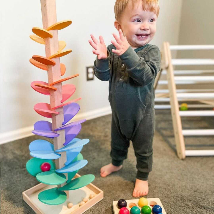 Interactive Rainbow Marble Sound Tree - Luca-Discoverers Set 11.42 inches (Flower Music Tree + 10 free Balls)-Nora Luxe