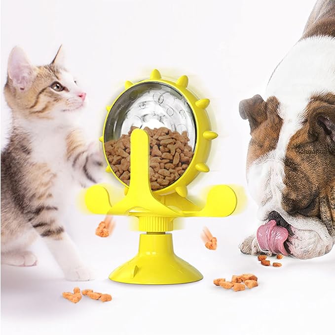 Interactive Treat Dispenser for Cats - TreatTwirl-Yellow-Nora Luxe