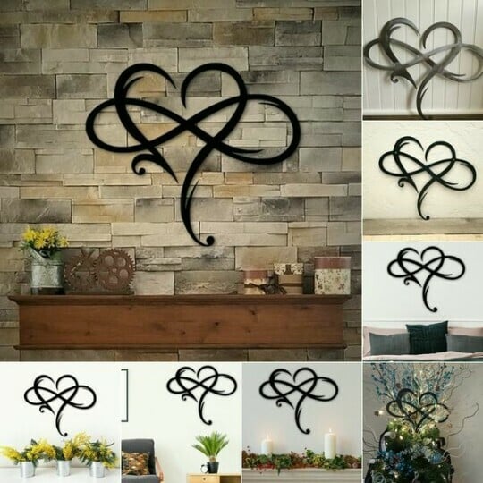 Iron Wall Decoration with Infinite Heart - InfiniteHeart-Black-7.87″ × 9.84″-Nora Luxe