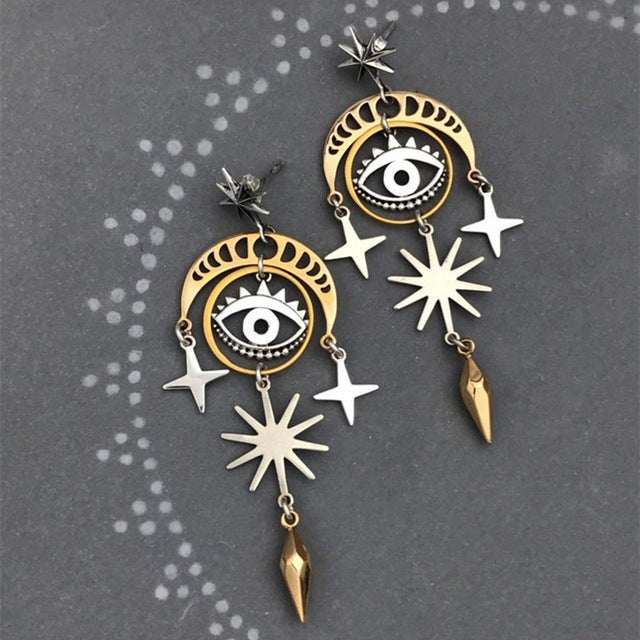 Irregular Shaped Earrings | Unique Fashion Jewellery-Evil Eye 1-Nora Luxe