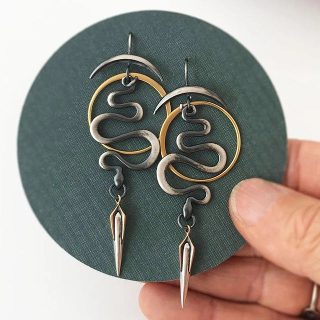 Irregular Shaped Earrings | Unique Fashion Jewellery-Snake Style-Nora Luxe