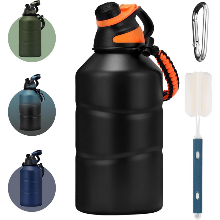 Isolated 1.9 L Water Bottle with Magnetic Lid-Black-Nora Luxe