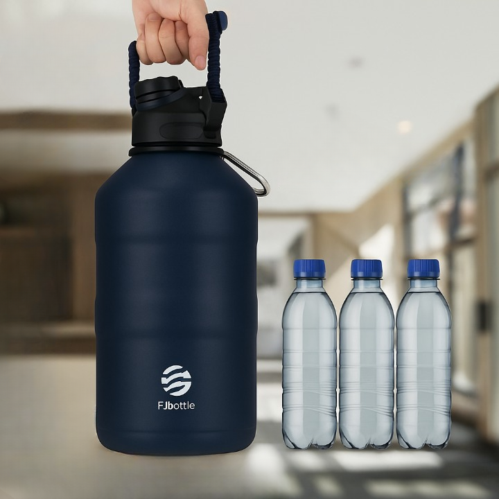 Isolated 1.9 L Water Bottle with Magnetic Lid-Black-Nora Luxe