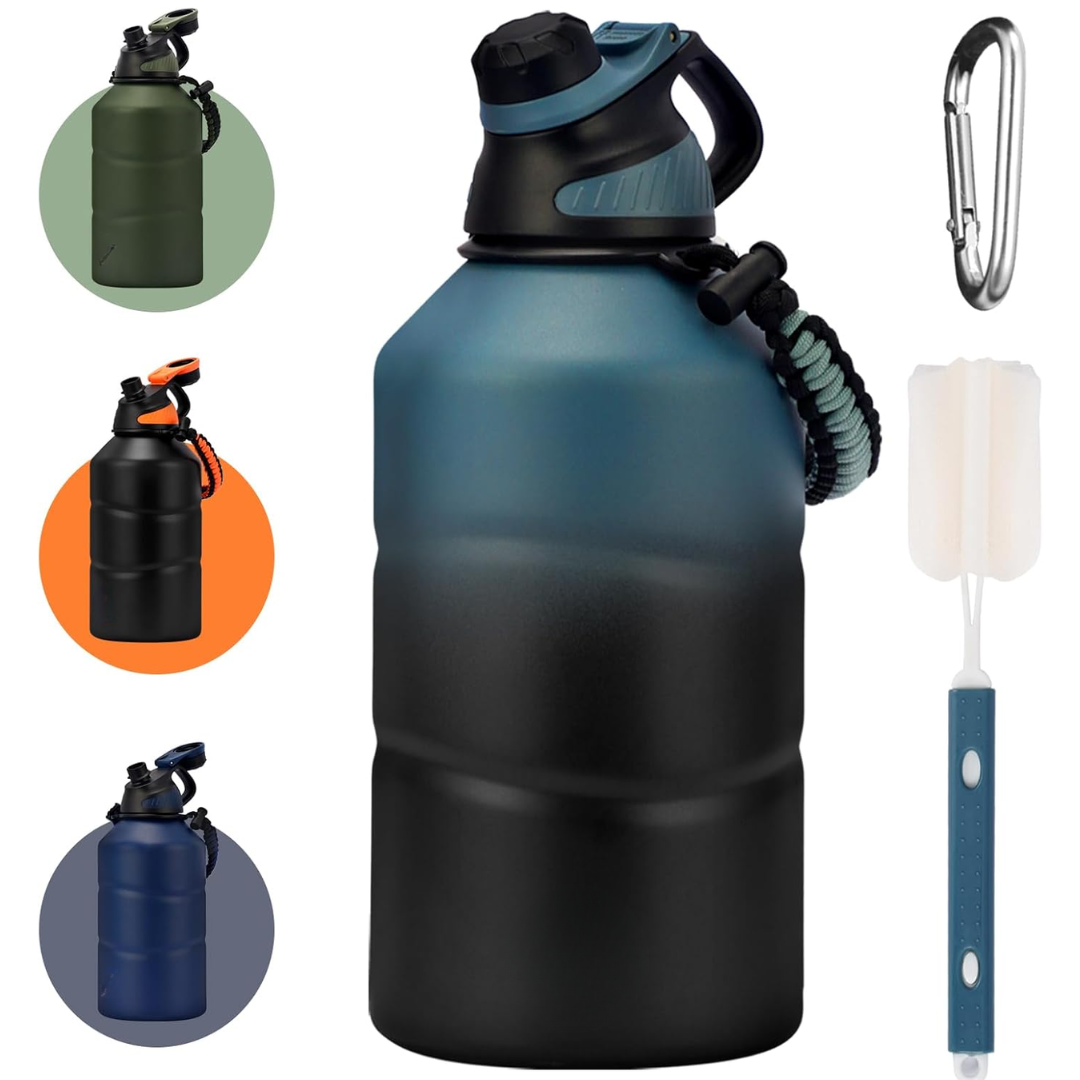 Isolated 1.9 L Water Bottle with Magnetic Lid-Blue Black-Nora Luxe