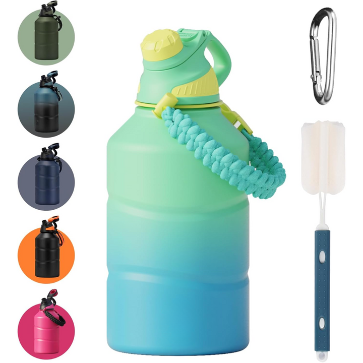Isolated 1.9 L Water Bottle with Magnetic Lid-Blue Green-Nora Luxe