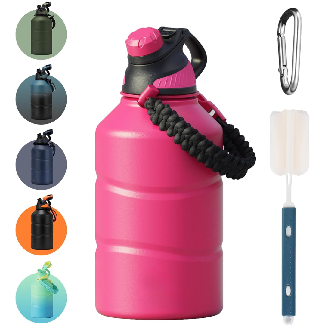 Isolated 1.9 L Water Bottle with Magnetic Lid-Pink-Nora Luxe