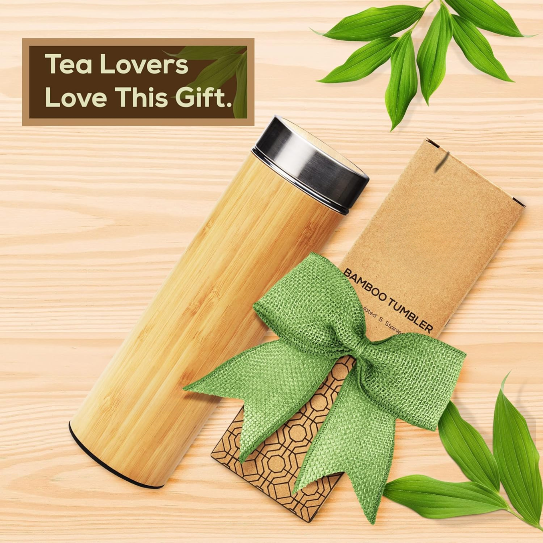 Isolated Premium Bamboo Loose Leaf Tea Infuser Bottle - 500ml-Nora Luxe
