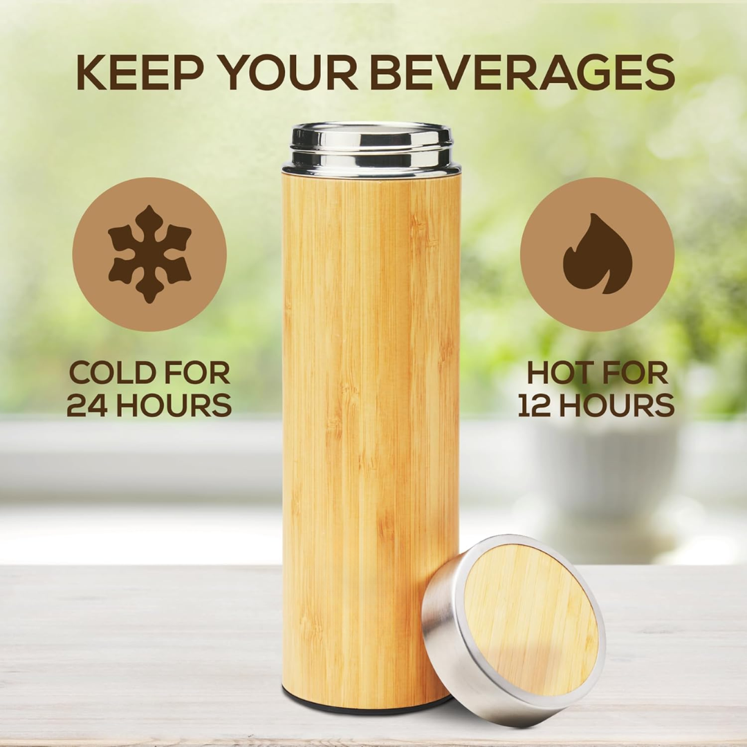 Isolated Premium Bamboo Loose Leaf Tea Infuser Bottle - 500ml-Nora Luxe