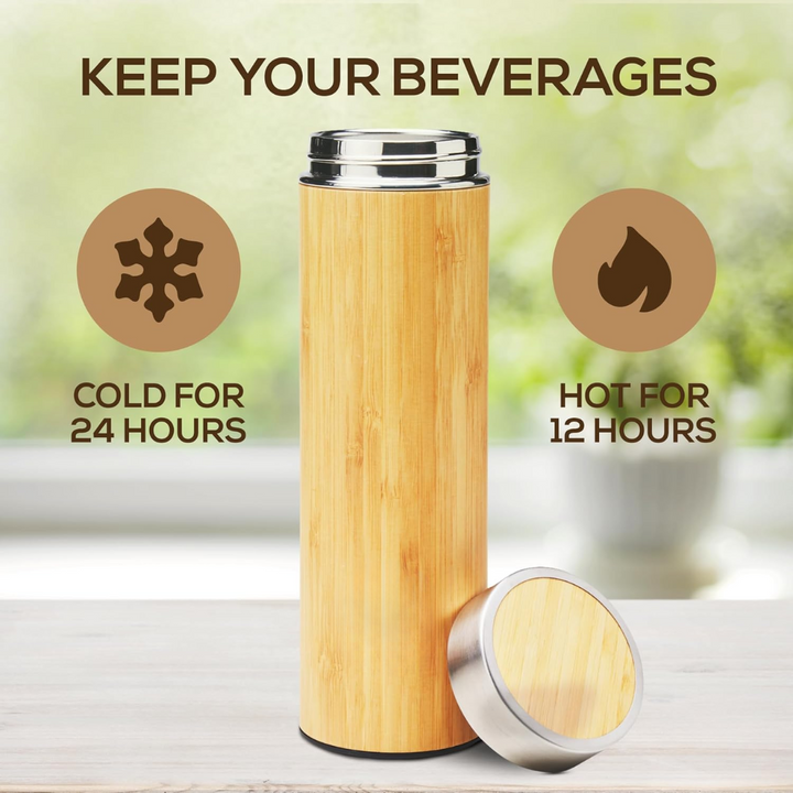 Isolated Premium Bamboo Loose Leaf Tea Infuser Bottle - 500ml-Nora Luxe
