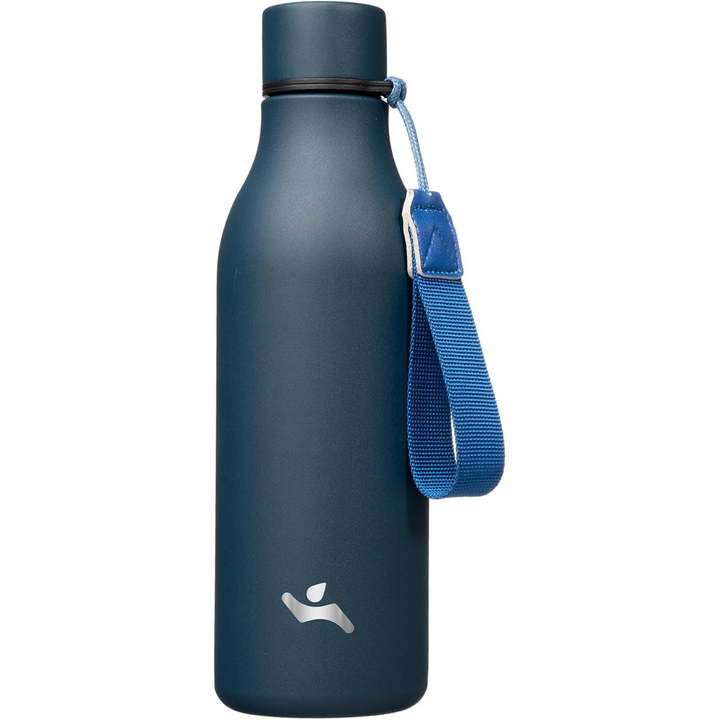 Isolated stainless steel water bottle with strap-500 ml-Dark blue-Nora Luxe