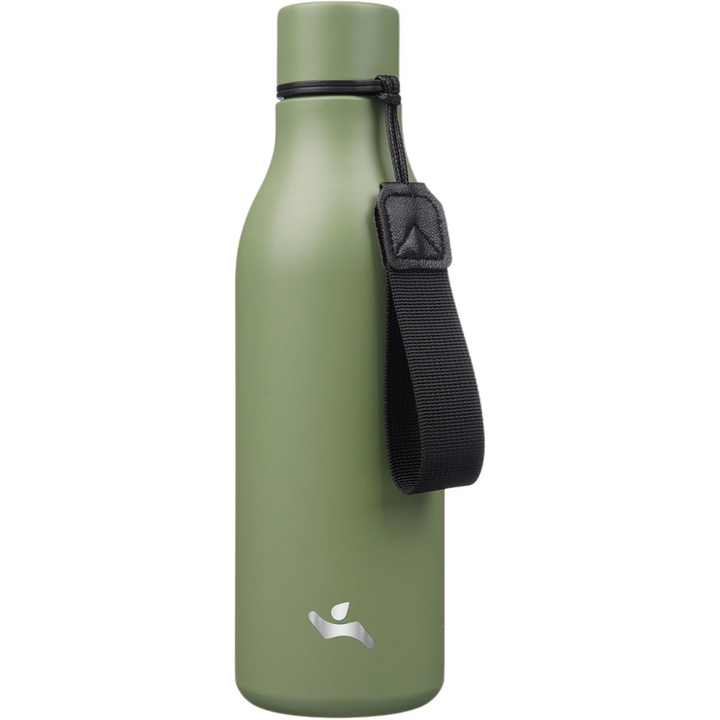 Isolated stainless steel water bottle with strap-500 ml-Forest green-Nora Luxe