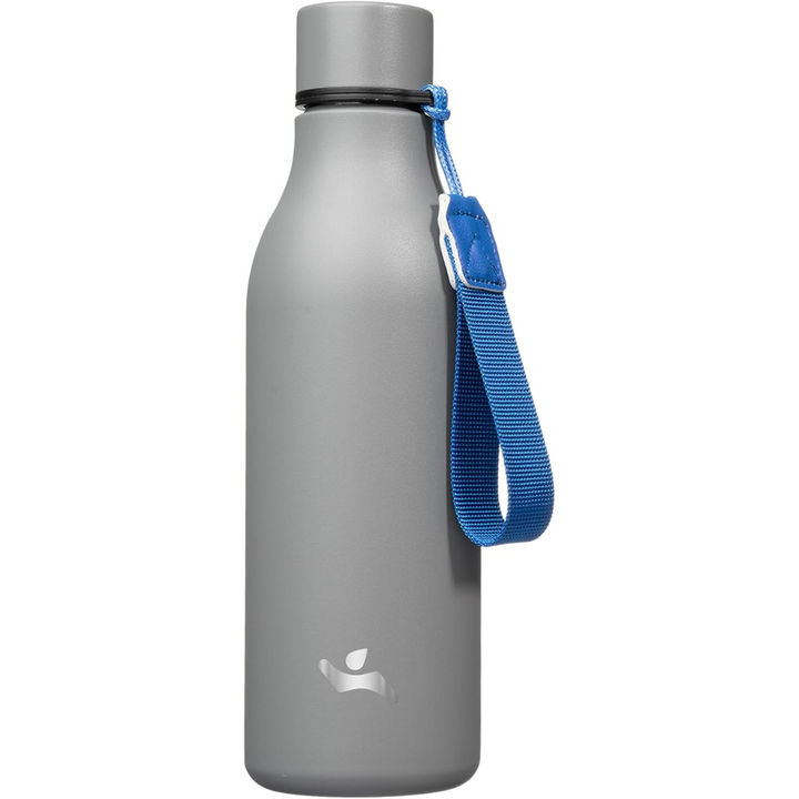Isolated stainless steel water bottle with strap-500 ml-Gray-Nora Luxe