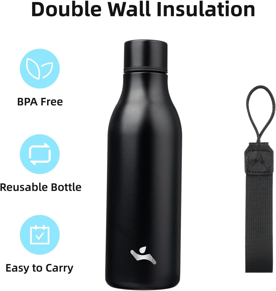 Isolated stainless steel water bottle with strap-500 ml-Olive green-Nora Luxe