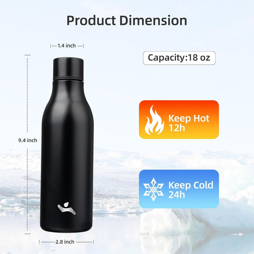 Isolated stainless steel water bottle with strap-500 ml-Olive green-Nora Luxe