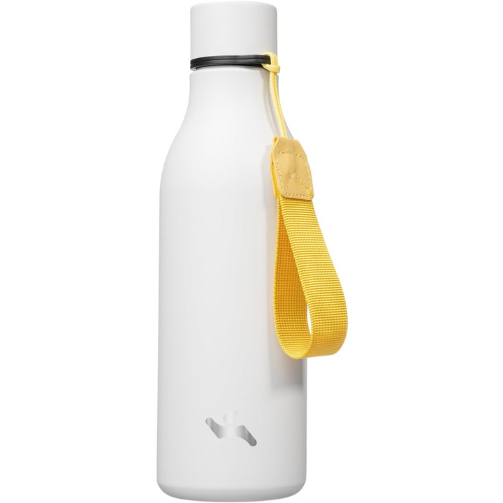 Isolated stainless steel water bottle with strap-500 ml-White-Nora Luxe