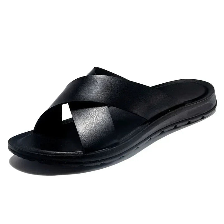 Italian men's leather sandals – Lorenzo-Black-5.5-Nora Luxe