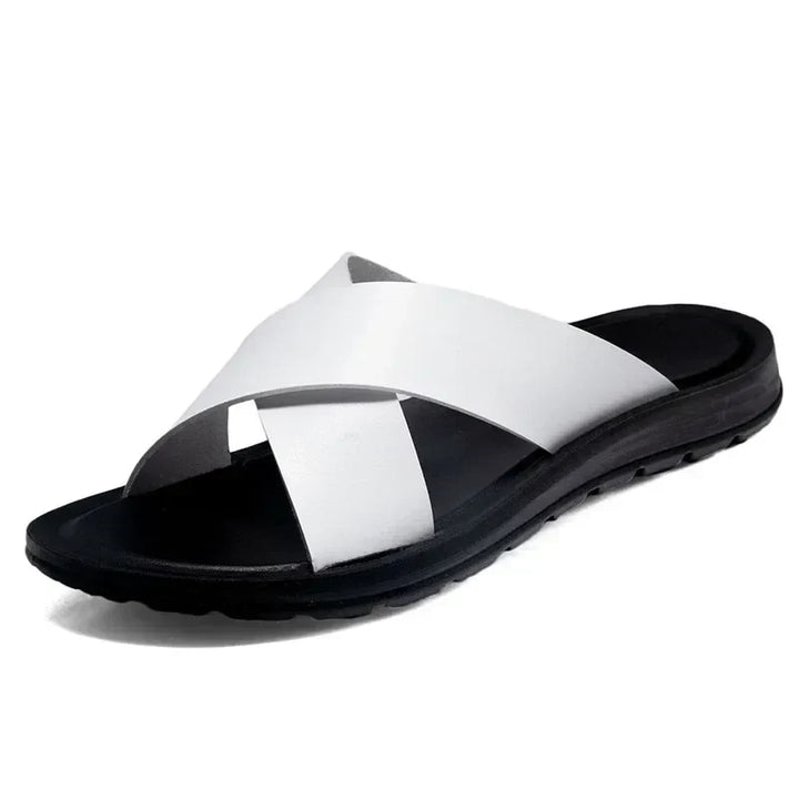 Italian men's leather sandals – Lorenzo-White-5.5-Nora Luxe