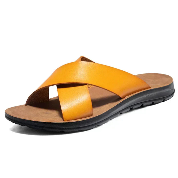 Italian men's leather sandals – Lorenzo-Yellow-5.5-Nora Luxe