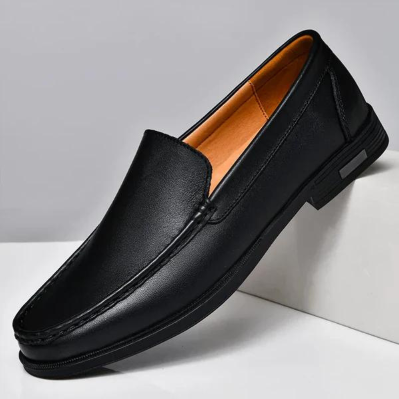 Italian slippers made of genuine leather – Emilio-Black-6-Nora Luxe