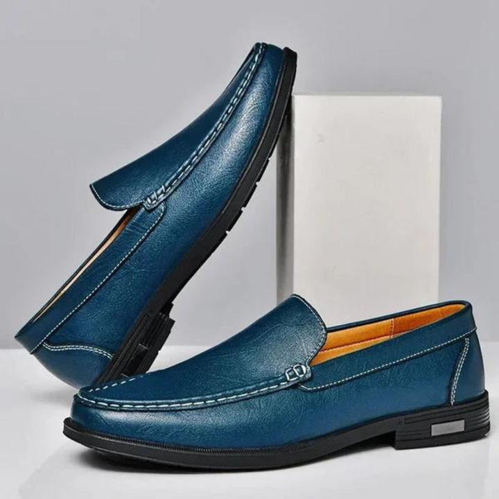Italian slippers made of genuine leather – Emilio-Blue-6-Nora Luxe