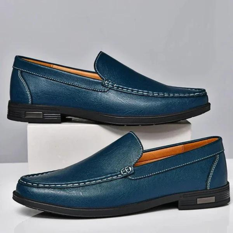 Italian slippers made of genuine leather – Emilio-Blue-6-Nora Luxe