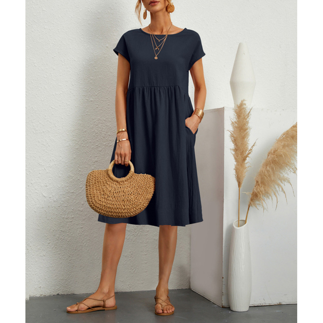 Jersey Summer Dress - Livia-Dark Blue-S-Nora Luxe