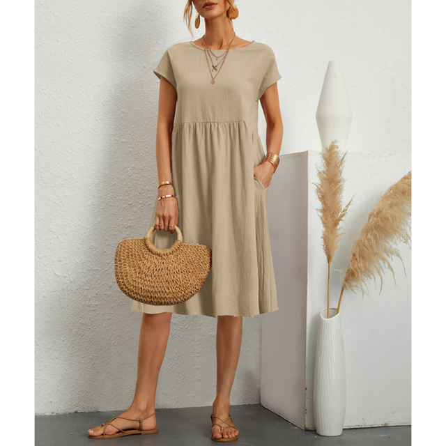Jersey Summer Dress - Livia-Khaki-S-Nora Luxe