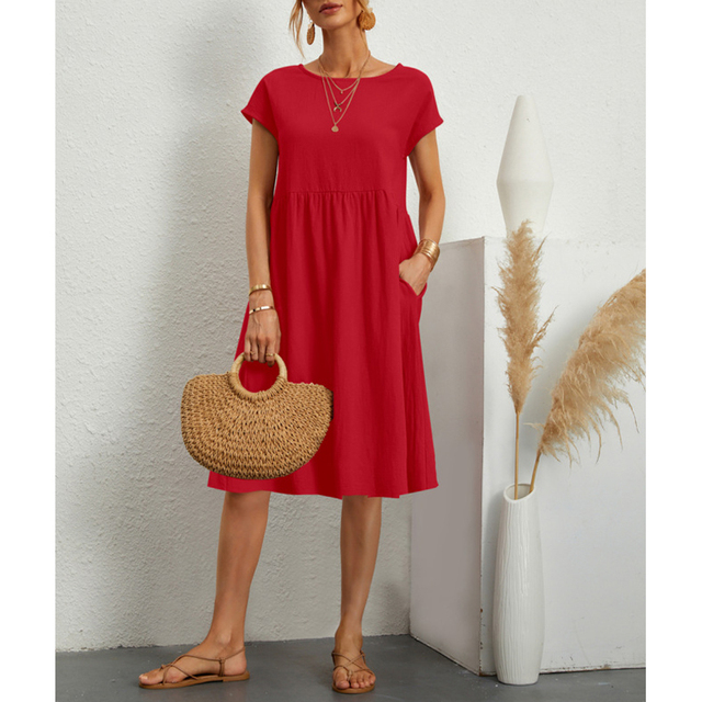 Jersey Summer Dress - Livia-Red-S-Nora Luxe