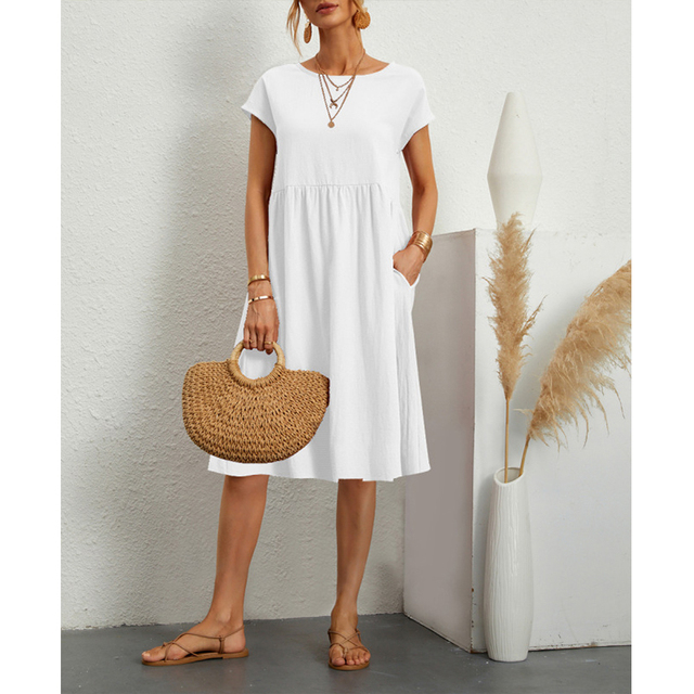 Jersey Summer Dress - Livia-White-S-Nora Luxe