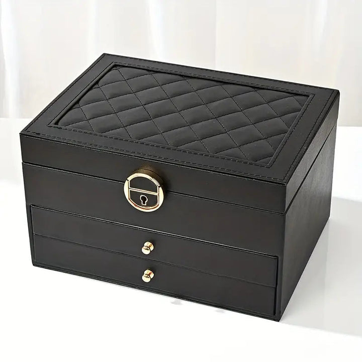 Jewellery box with multiple layers and velvet interior – Maeva-Cedar brown-The Livary