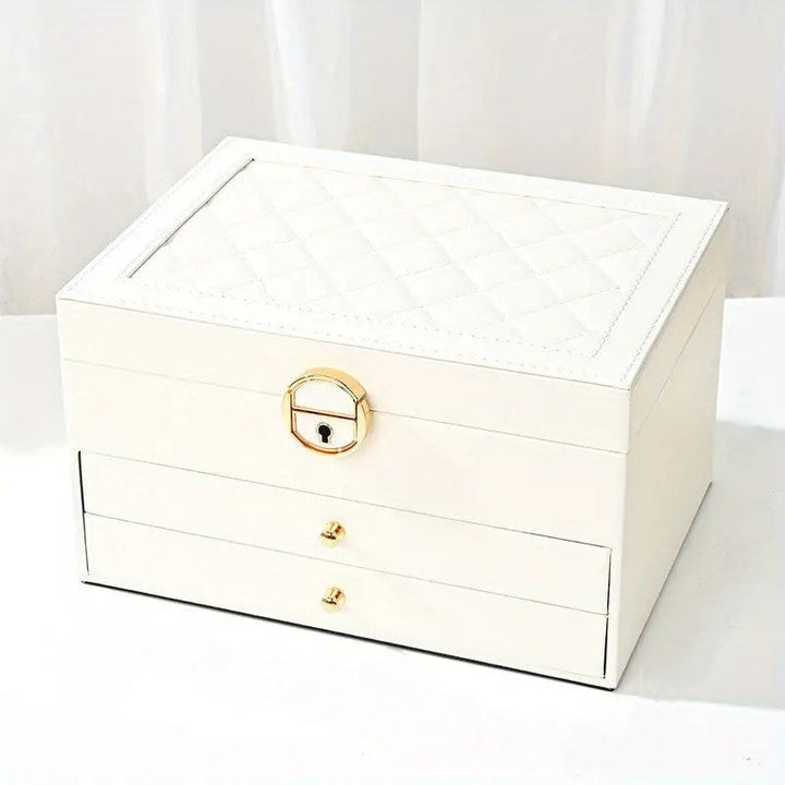 Jewellery box with multiple layers and velvet interior – Maeva-White-The Livary