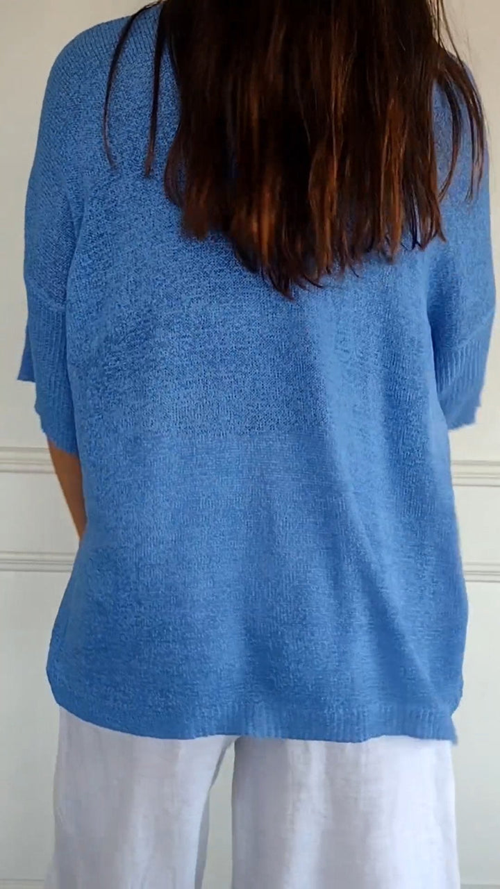 Knitted Women's Top with V-Neck – Saphira