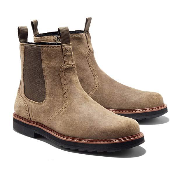 Men's Chelsea boots classic made of synthetic leather with elastic inset – Neron