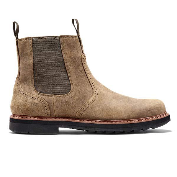 Men's Chelsea boots classic made of synthetic leather with elastic inset – Neron