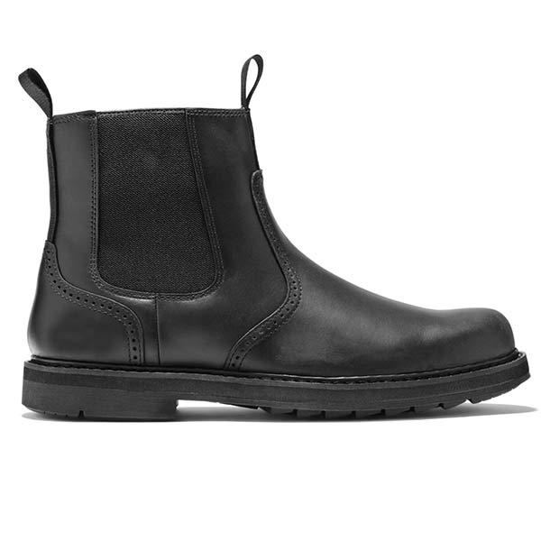 Men's Chelsea boots classic made of synthetic leather with elastic inset – Neron