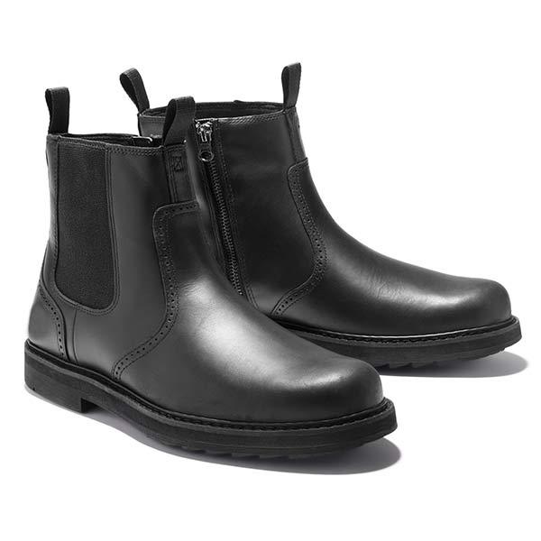 Men's Chelsea boots classic made of synthetic leather with elastic inset – Neron
