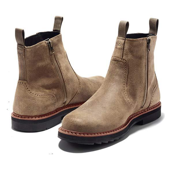 Men's Chelsea boots classic made of synthetic leather with elastic inset – Neron