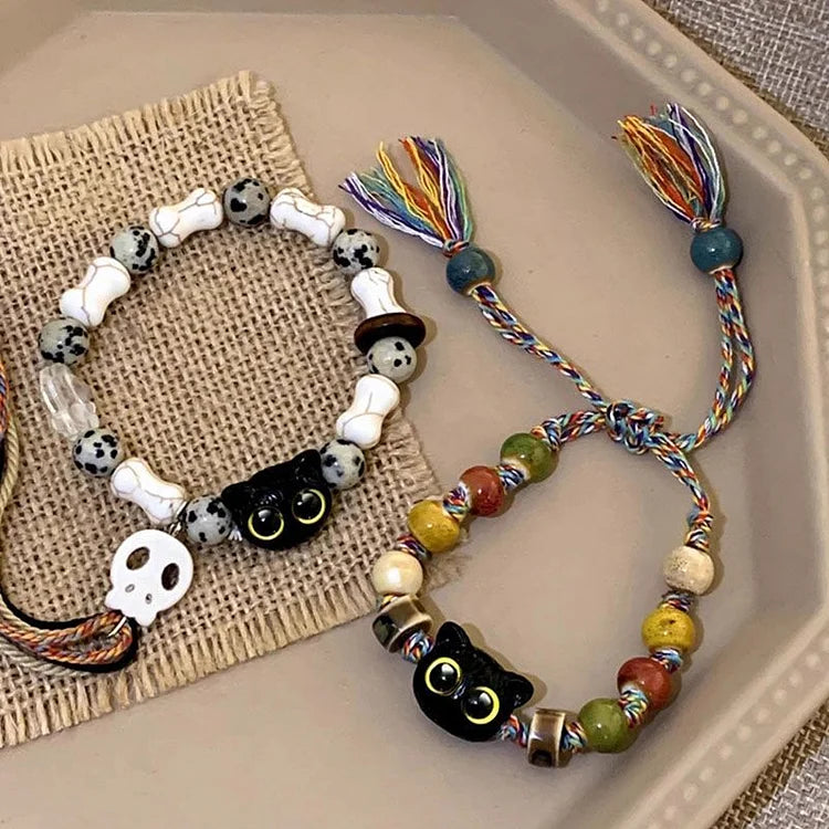 Katjes and Skull Bracelet - Selina-Kittens-Nora Luxe