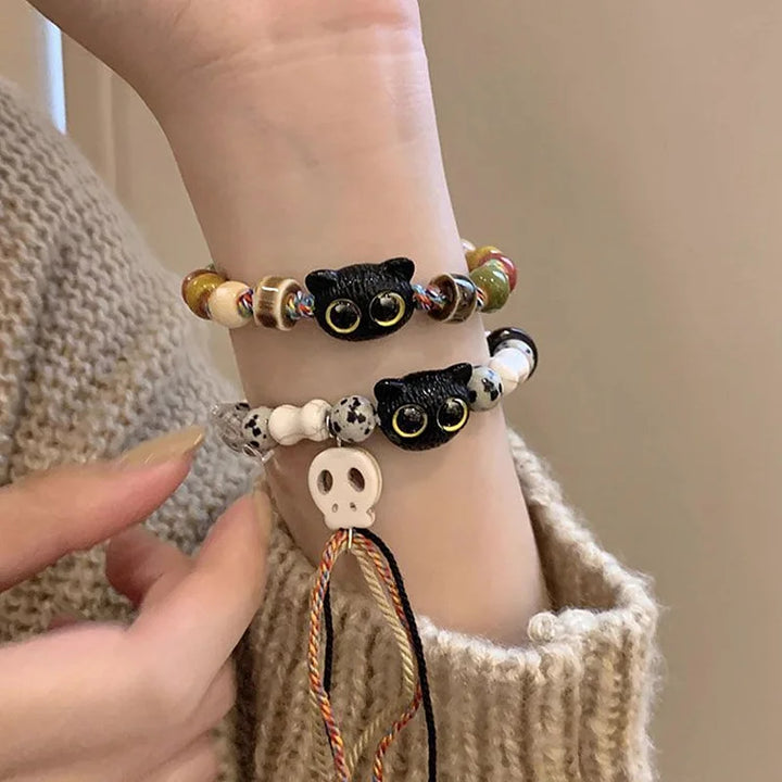 Katjes and Skull Bracelet - Selina-Skull + Kittens-Nora Luxe