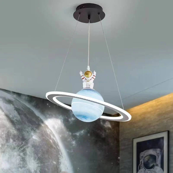 Kids' Room LED Pendant Light - CosmoGlow-Blue Earth-B (With Astronaut)-Dimmable-Nora Luxe