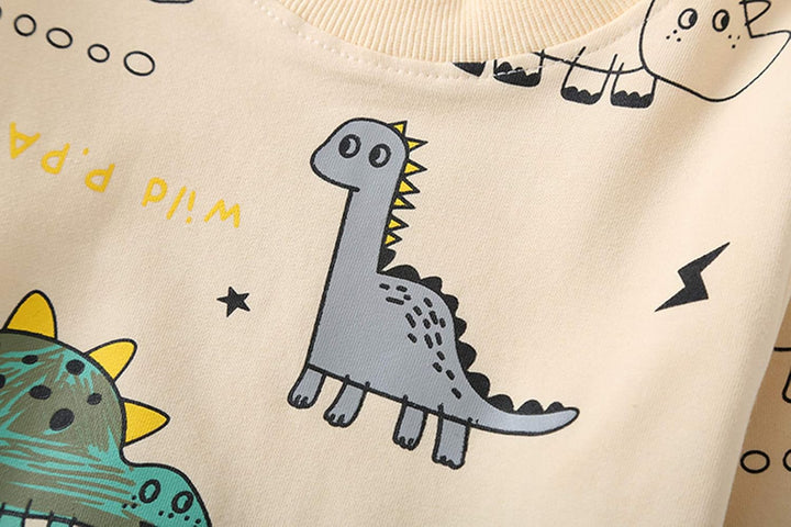 Kids Set: Dinosaur Print Boys Clothing Set-Yellow-1-2 Years old-Nora Luxe
