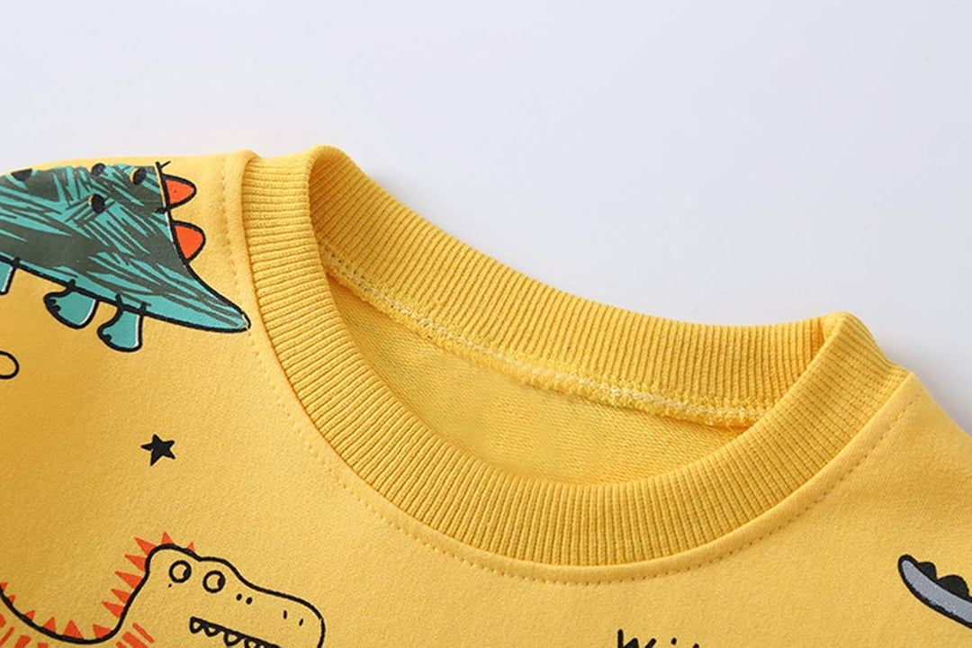 Kids Set: Dinosaur Print Boys Clothing Set-Yellow-1-2 Years old-Nora Luxe